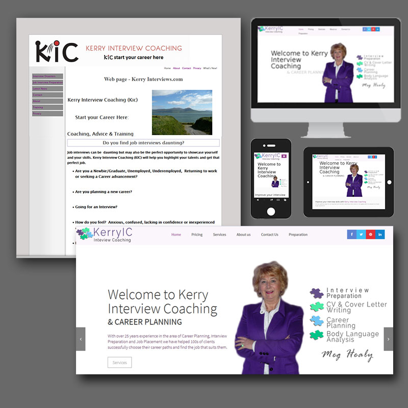 Kerry Interview Coaching phone, tablet and laptop website images